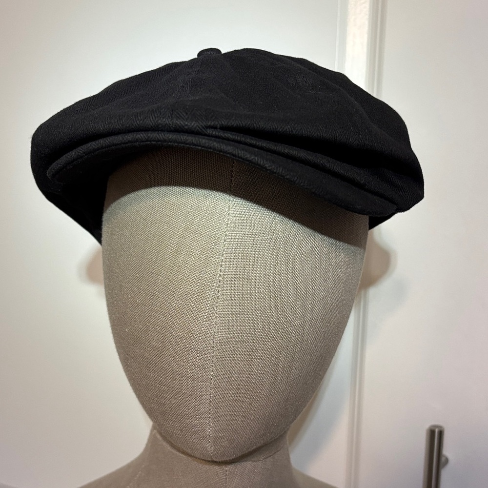 Brixton Brood Snap Cap Newsboy Hat Black Pinstripe Size Large 7 ½